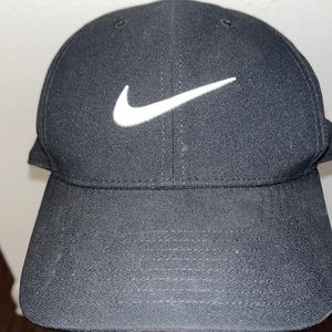 3 Nike Hats, One solid navy blue and 2 black hats